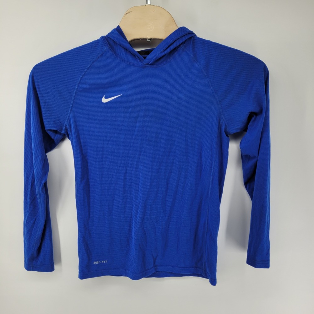 Nike Dri-Fit Hoodie Mens S Blue Long Sleeve Performance Training Shirt